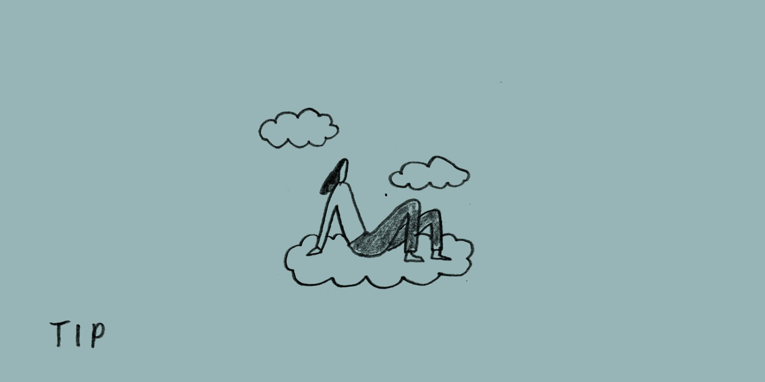 illustratie van vrouw die ontspant op een wolk
