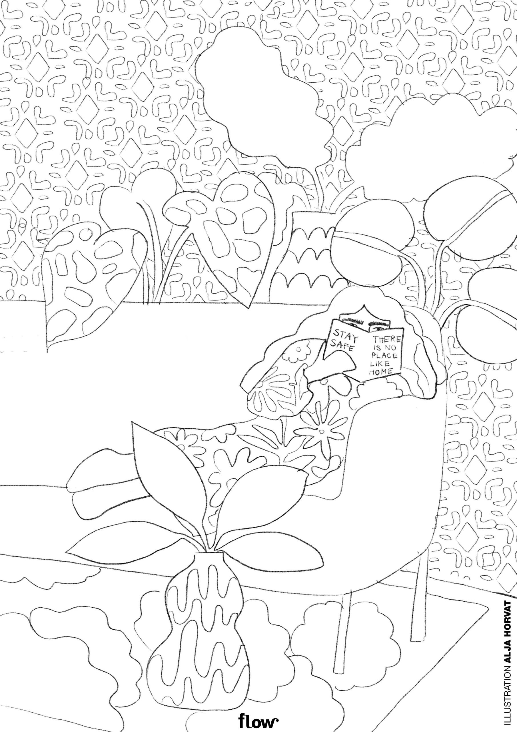 comforting coloring page couch