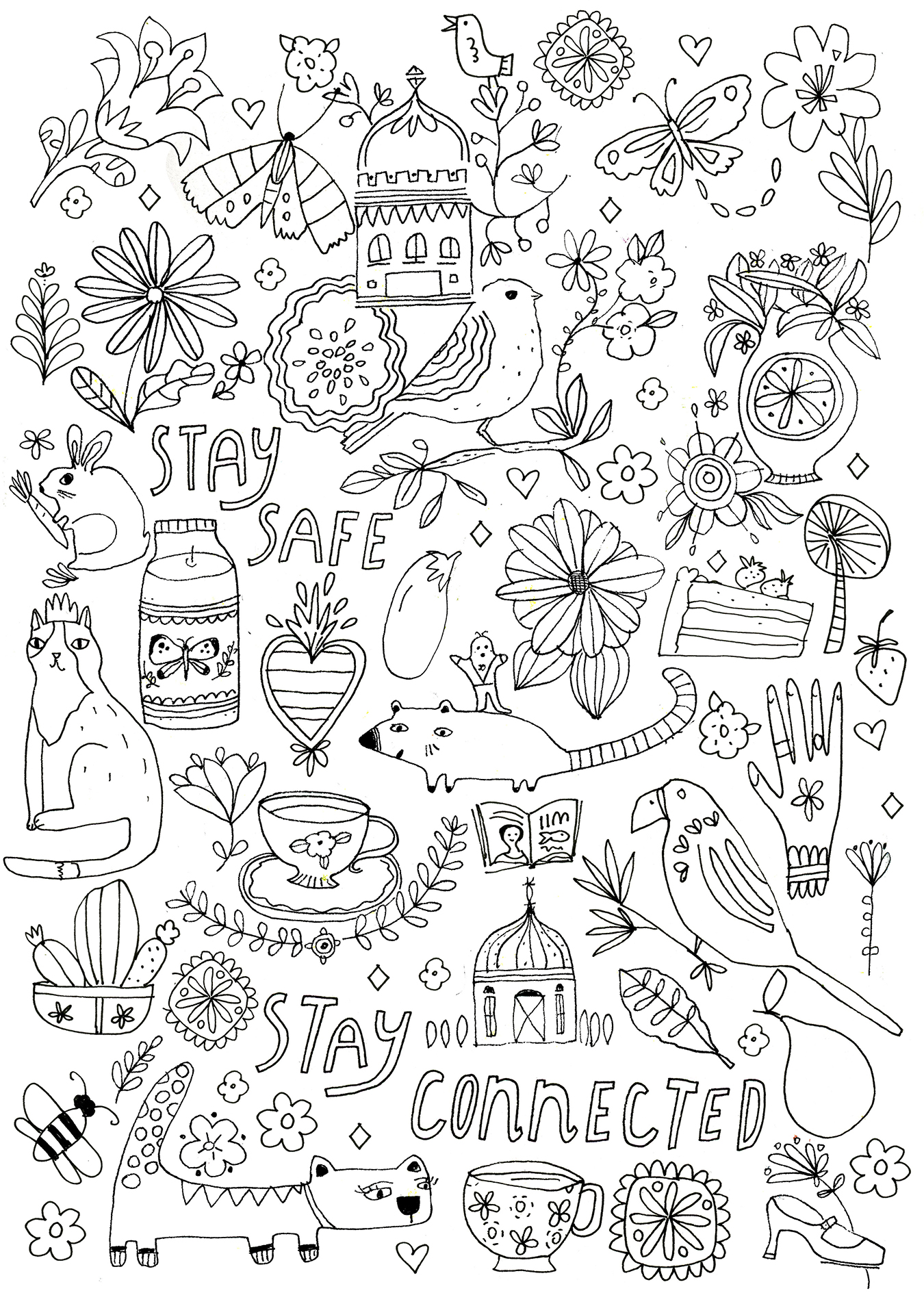 coloring page - staysafe.stayconnected Jennifer Orkin Lewis - Flow Magazine